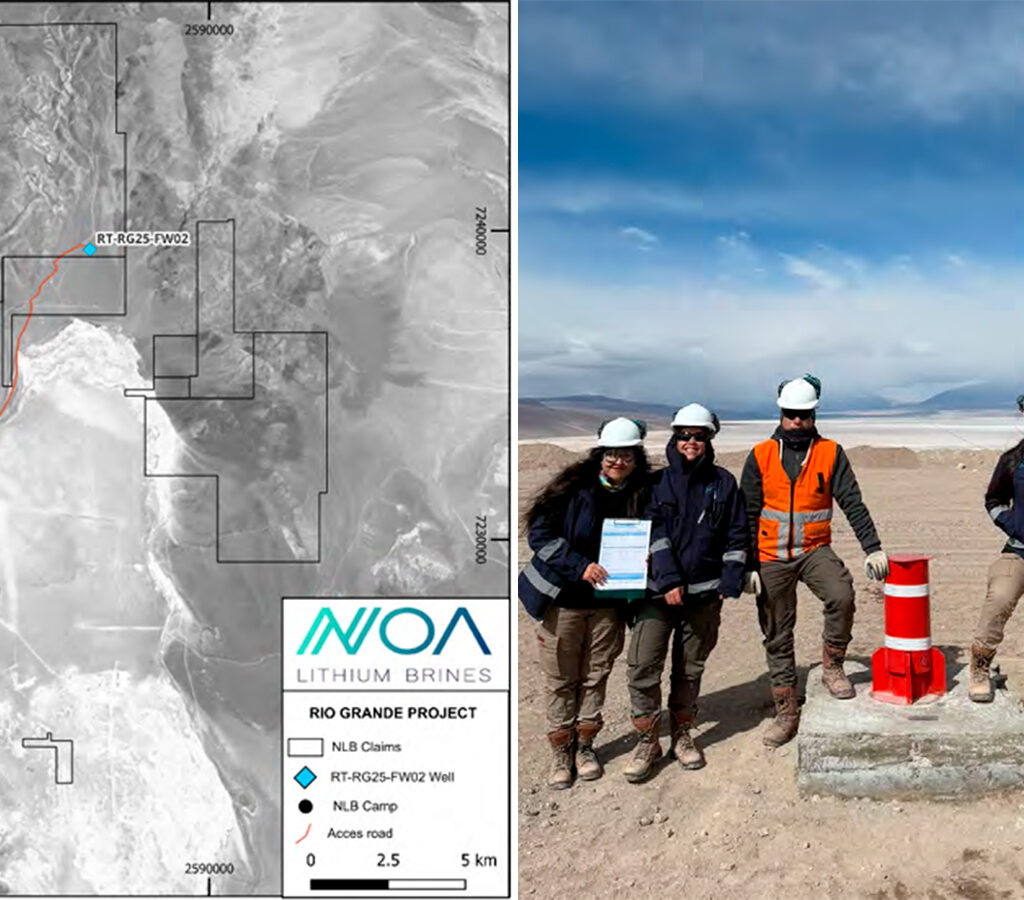 El pozo RT-RG25-FW02 está estratégicamente ubicado en la parte norte del proyecto.| Crédito: NOA Lithium Brines