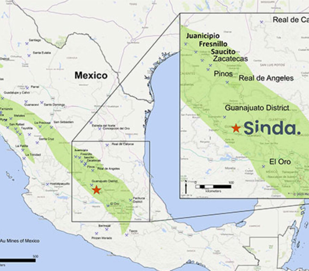 El proyecto se encuentra dentro del cinturón de plata de Guanajuato y consta de cinco concesiones mineras contiguas que abarcan aproximadamente 6232 hectáreas.| Foto: Sinda