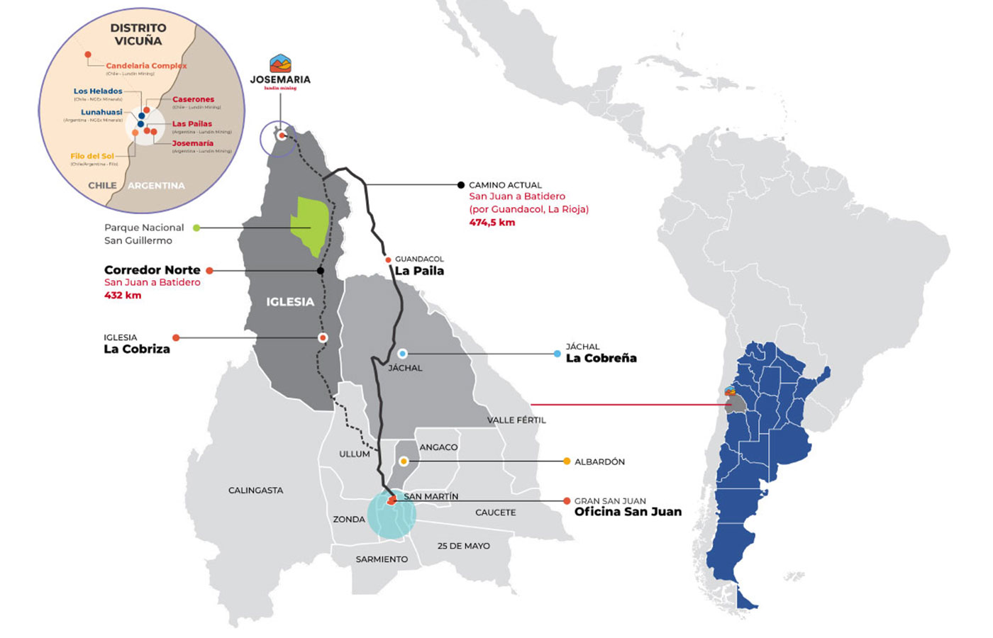 El complejo Vicuña está compuesto por los proyectos mineros Josemaría y Filo del Sol.| Crédito: Lundin