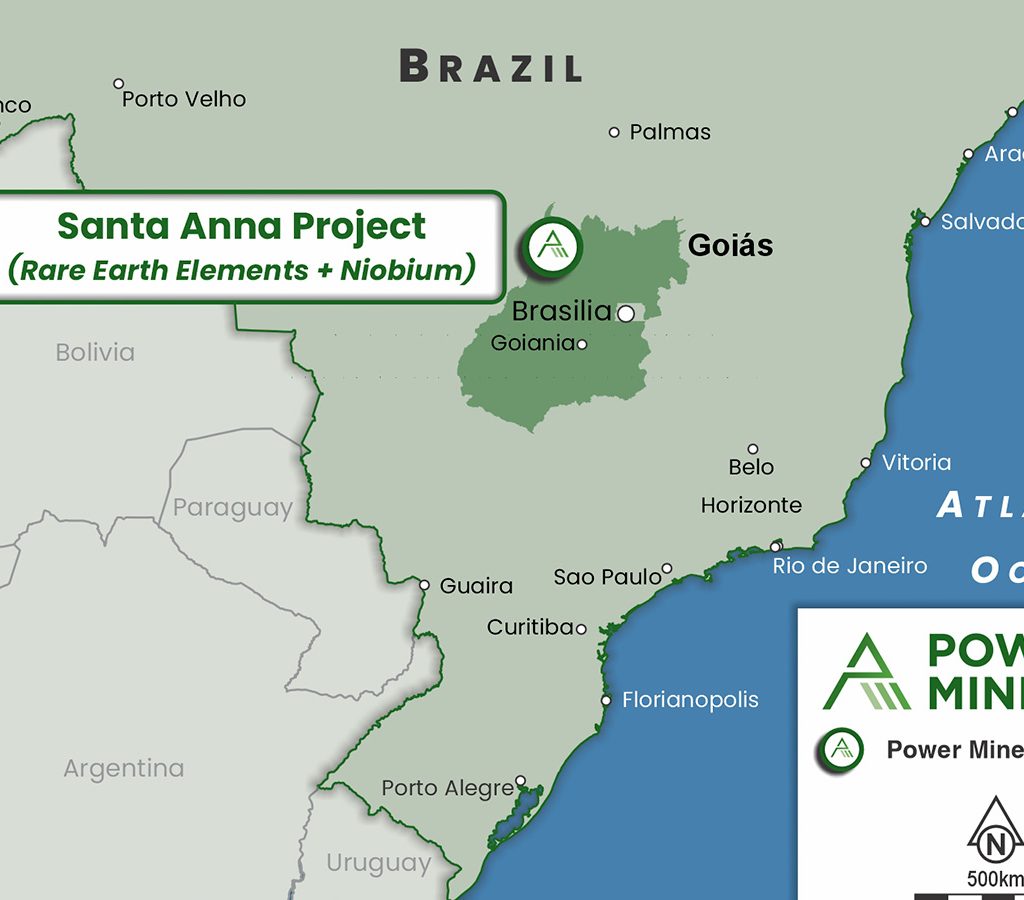 El proyecto Santa Anna es un activo de carbonatita de niobio de alta ley que cuenta con licencias de exploración. | Crédito: Power Minerals