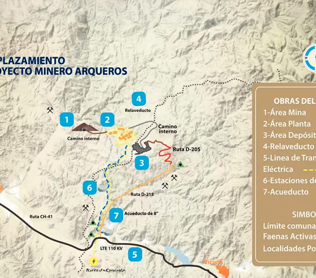 El proyecto Arqueros consiste en la extracción y procesamiento de mineral de cobre mediante la operación de una mina subterránea.| Crédito: Compañía Minera Arqueros