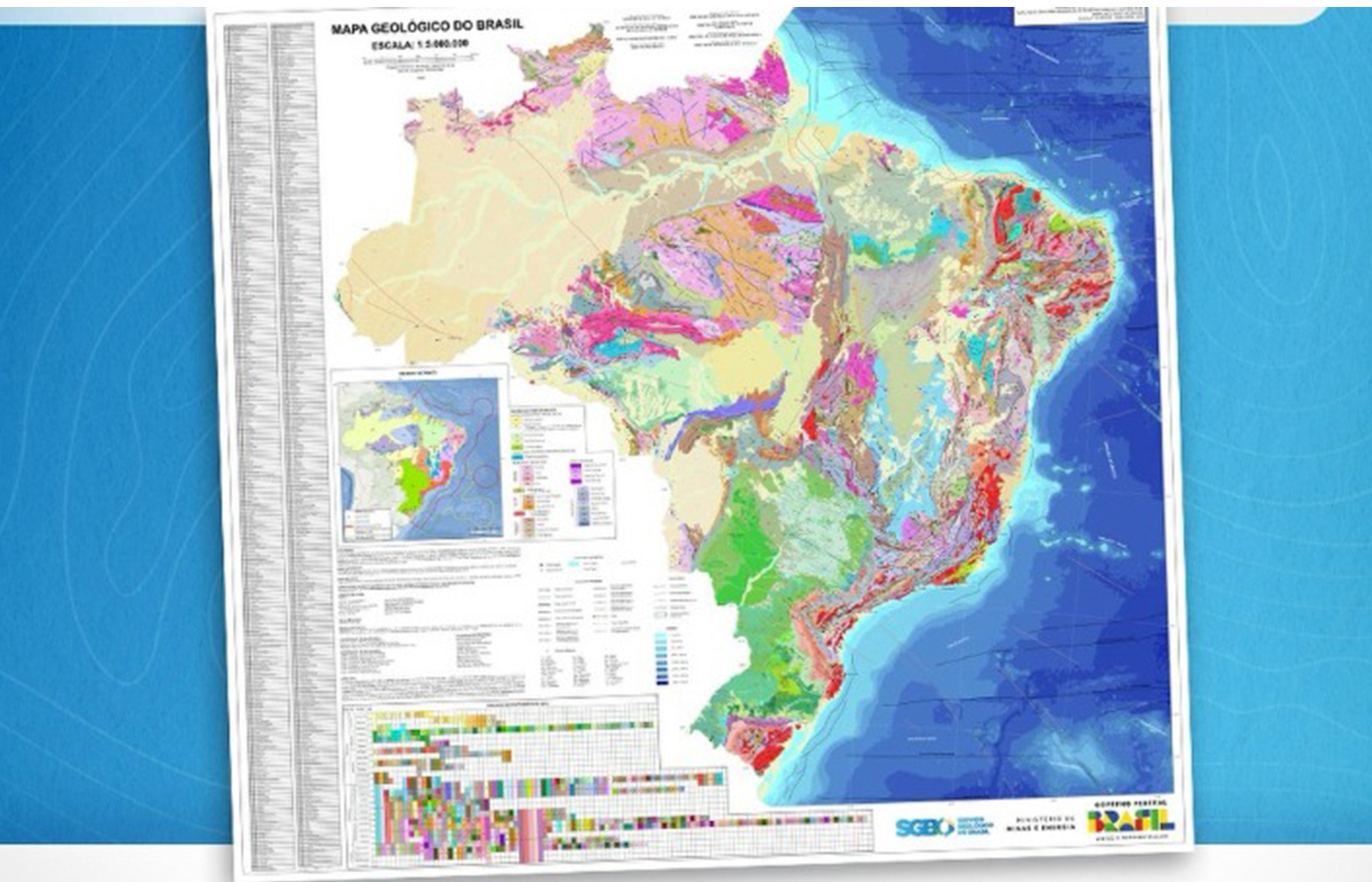 El Servicio Geológico de Brasil lanzó el 24 de julio una nueva versión del Mapa Geológico de Brasil en escala 1:5.000.000.| Crédito: SGB