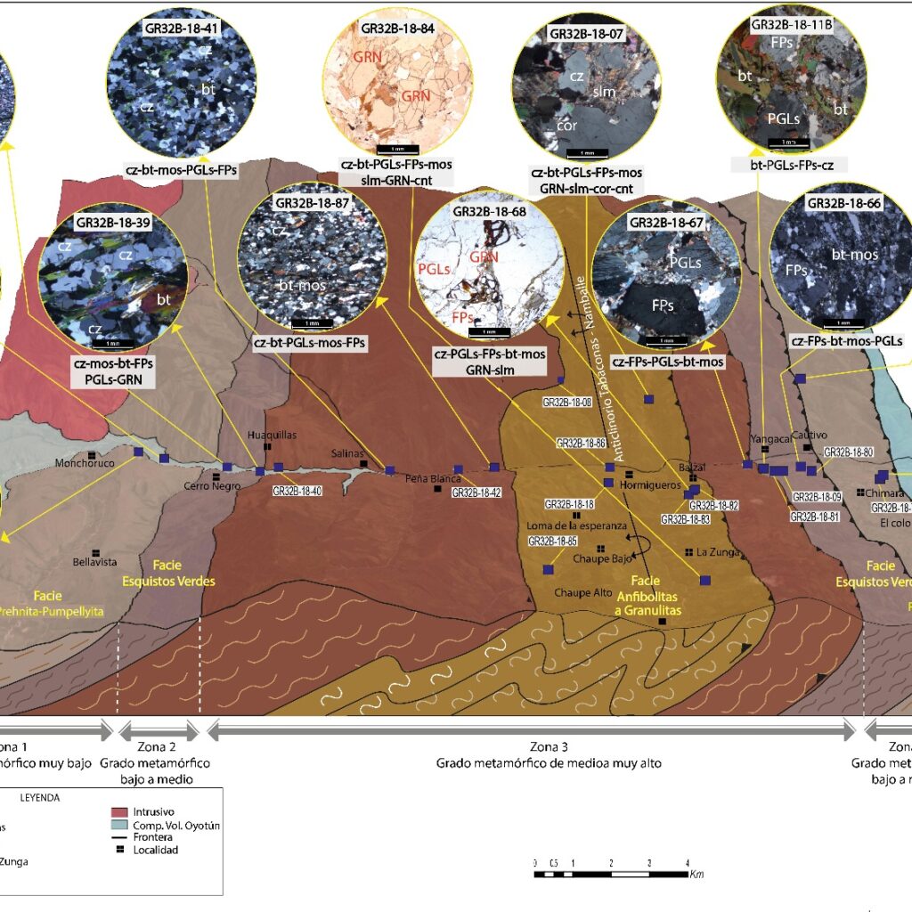 Una actualización binacional del mapa geológico revela deformaciones compartidas, potencial minero y nuevos detalles para el desarrollo sostenible en la región en común.| Crédito: Ingemmet