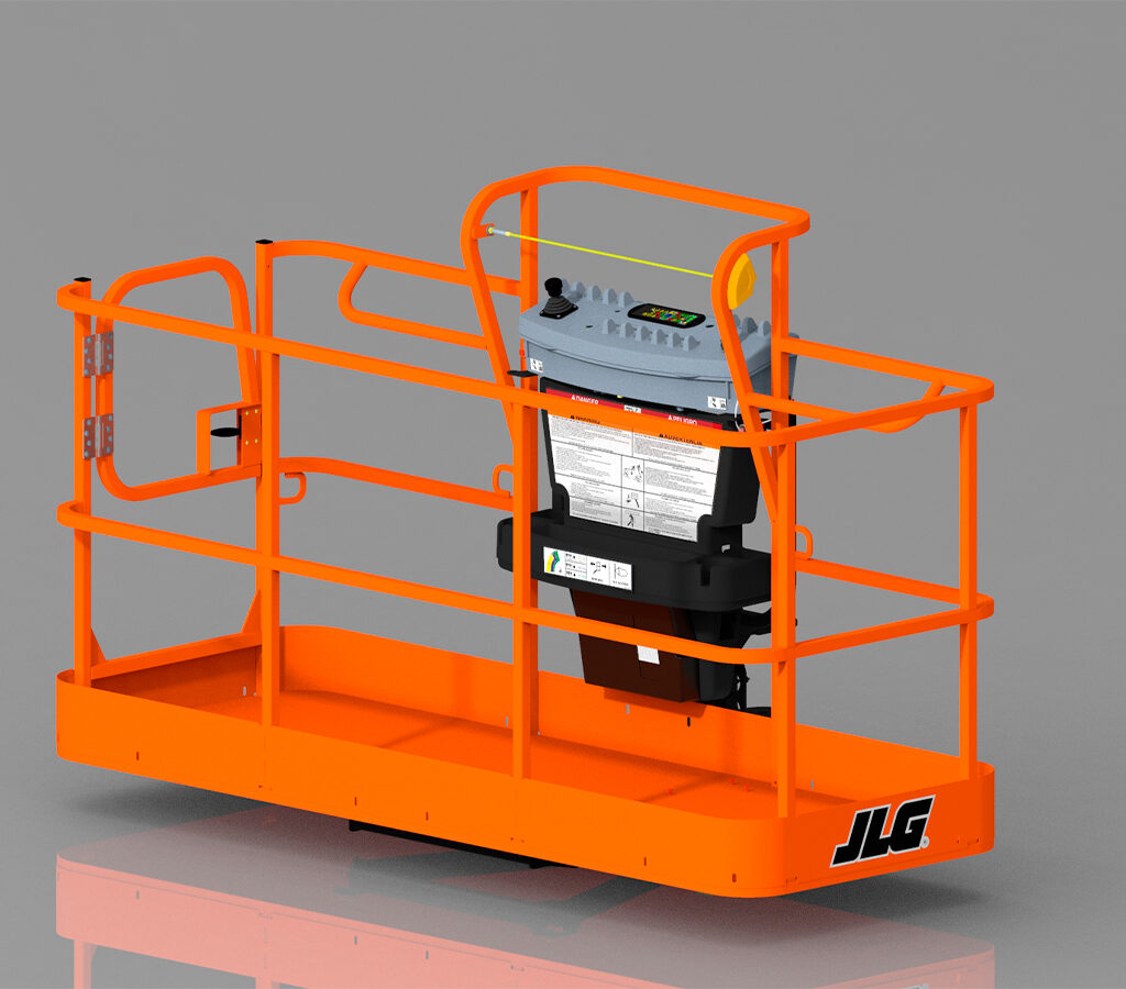 Plataforma de reemplazo rápido, una nueva característica estándar de ciertos modelos de plataformas aéreas de brazo.| Crédito: JLG