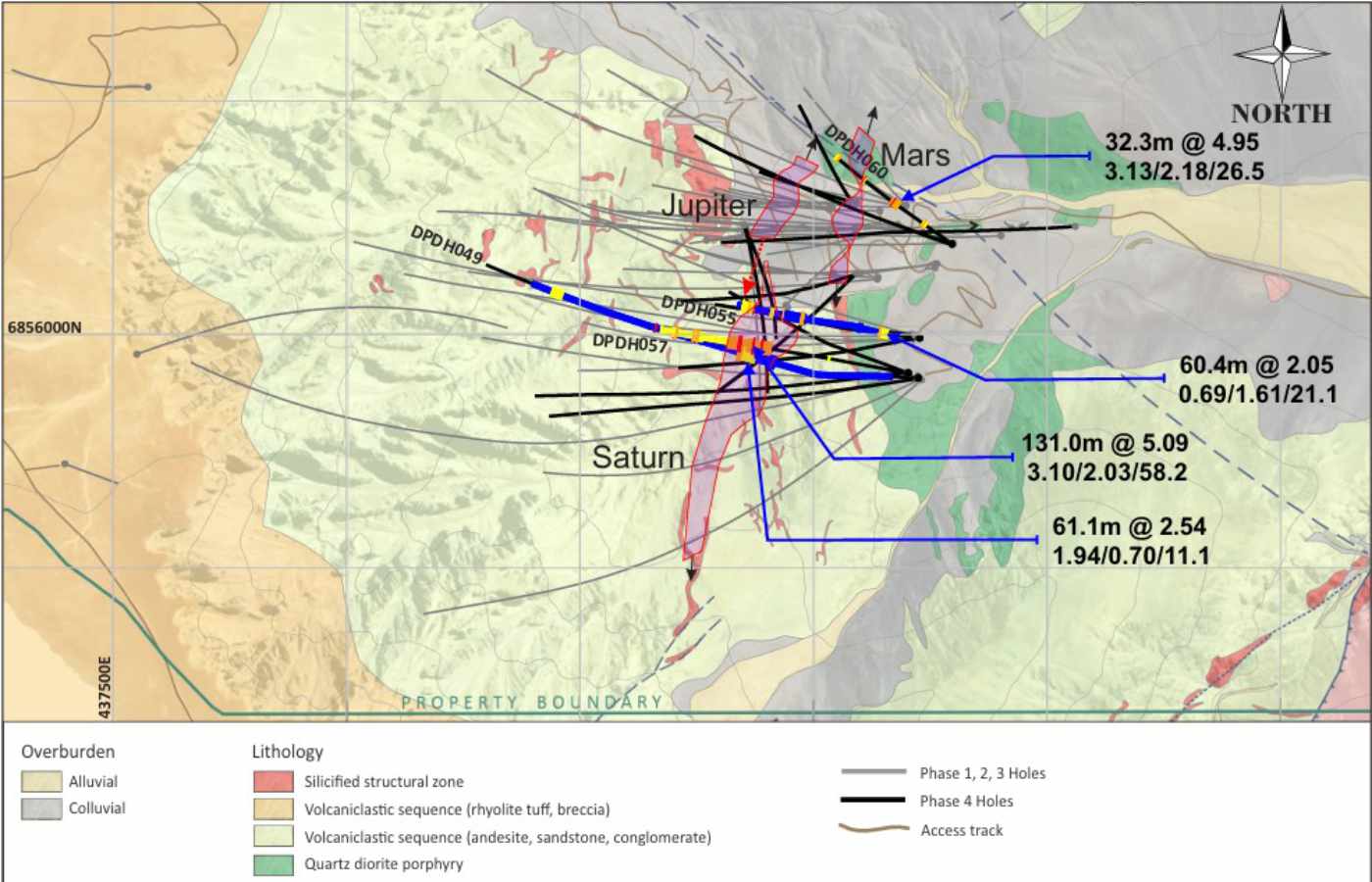 Destacan intersecciones de más de un kilómetro y tramos de muy alta ley cerca de superficie.| Foto: NGEx Minerals