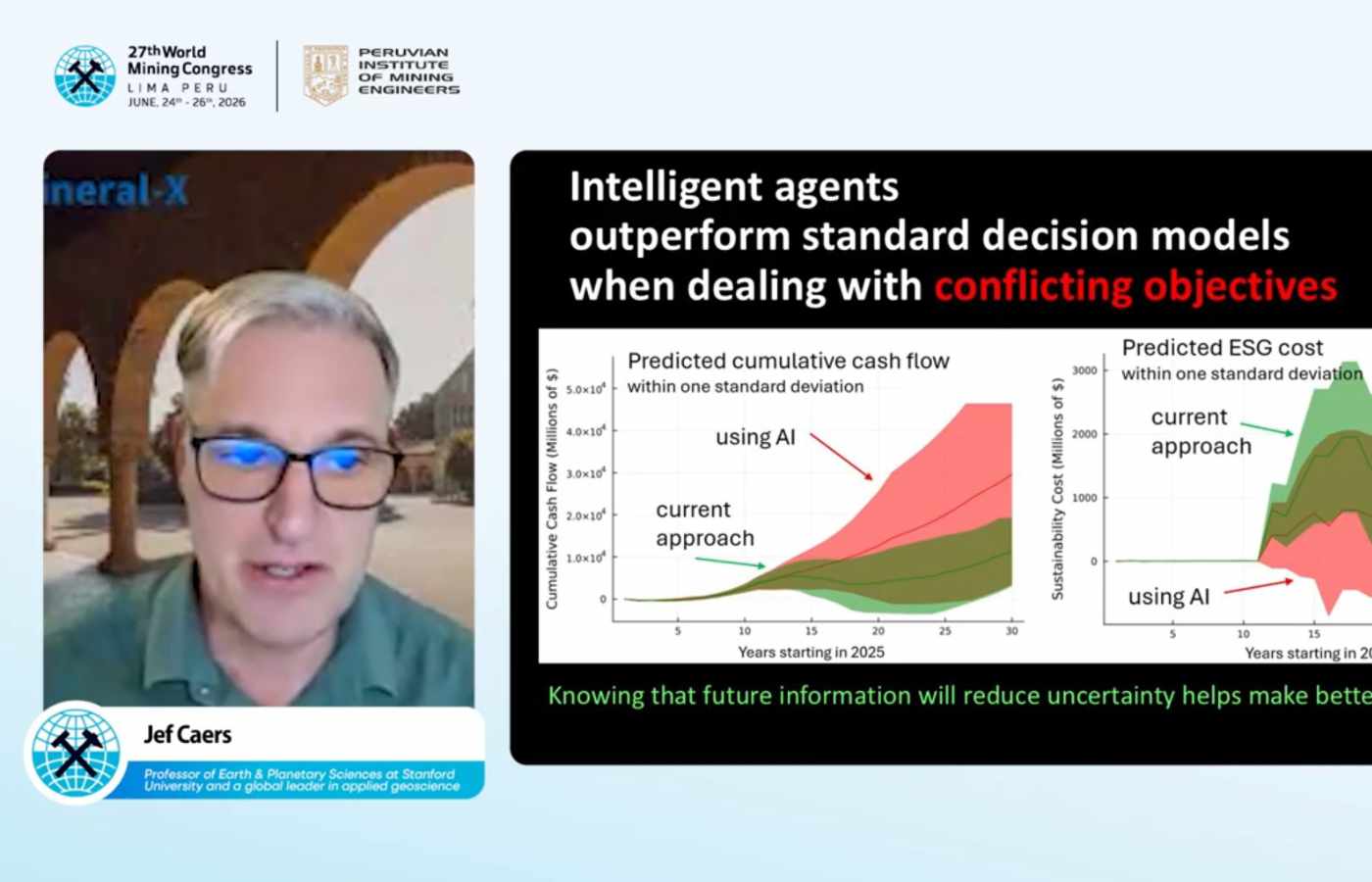 El profesor de Stanford y miembro del Comité de Programa del World Mining Congress 2026 sostiene que la minería debe adoptar “agentes inteligentes” para transformar la toma de decisiones en exploración bajo incertidumbre.| Crédito: IIMP