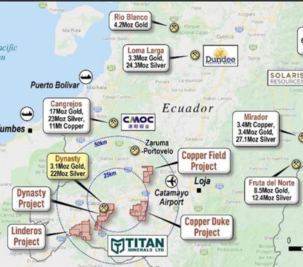 El proyecto Dynasty se encuentra en la provincia de Loja, en el sur de Ecuador.| Foto: Titan Minerals