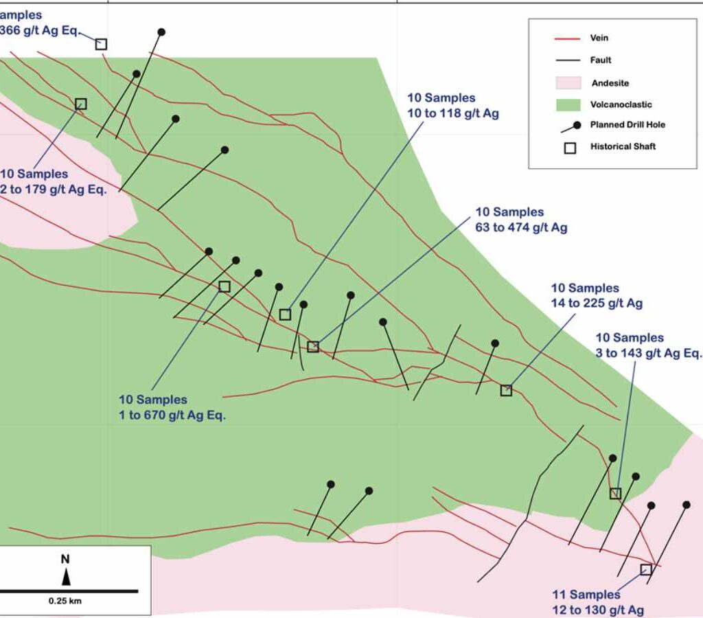 Mapa de muestras de rocas en el objetivo El Cristo, dentro del proyecto Zacatecas.| Foto: Zacatecas Silver