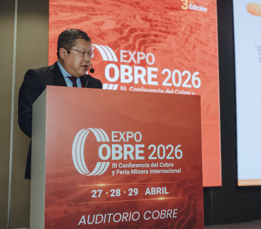 James Wang, vicepresidente del conglomerado chino, explicó los avances en la unidad minera La Arena y el proyecto Río Blanco.| Foto: ExpoCobre 2026