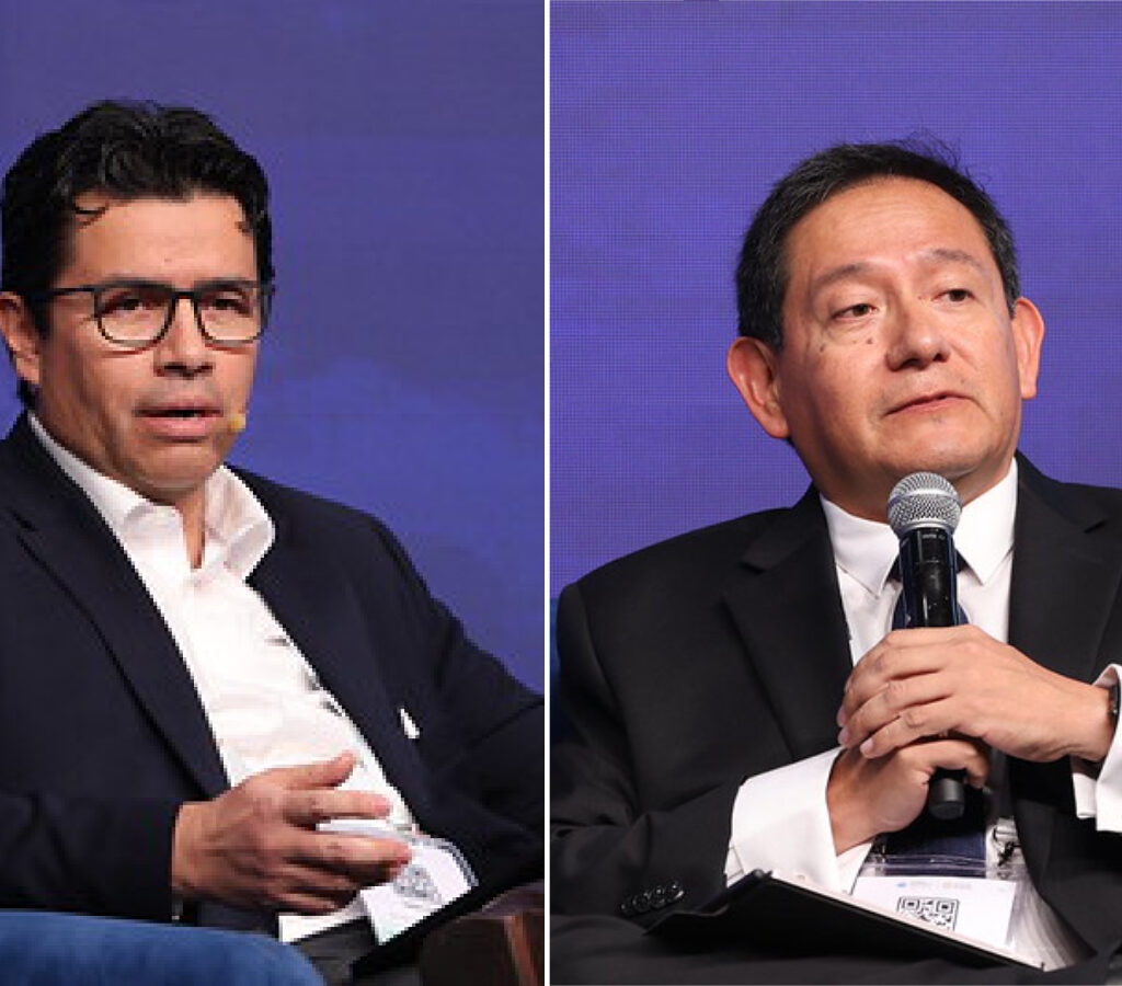 De derecha a izquierda: Iván López, vicepresidente de Ingeniería de Valor de BHP, y Néstor Deza, vicepresidente de Portafolio de Proyectos de Antamina.| Foto: IIMP