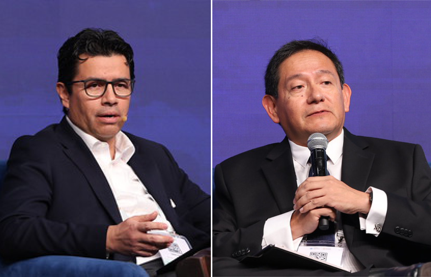 De derecha a izquierda: Iván López, vicepresidente de Ingeniería de Valor de BHP, y Néstor Deza, vicepresidente de Portafolio de Proyectos de Antamina.| Foto: IIMP